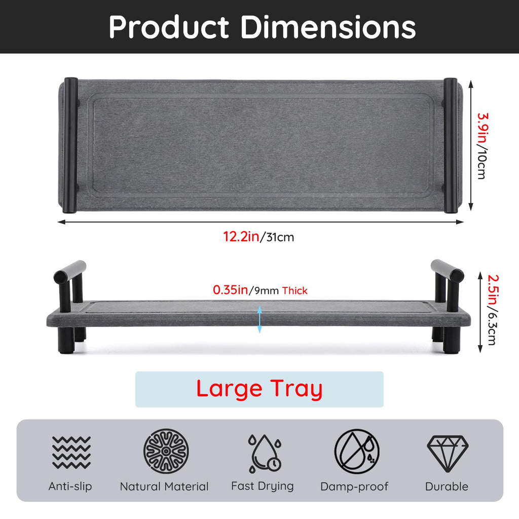 Segbeauty 12X4In Kitchen Sink Organizer, Instant Dry Sink Caddy Stone Drying Mat With Handle, Diatomaceous Earth Fast Drying Sto