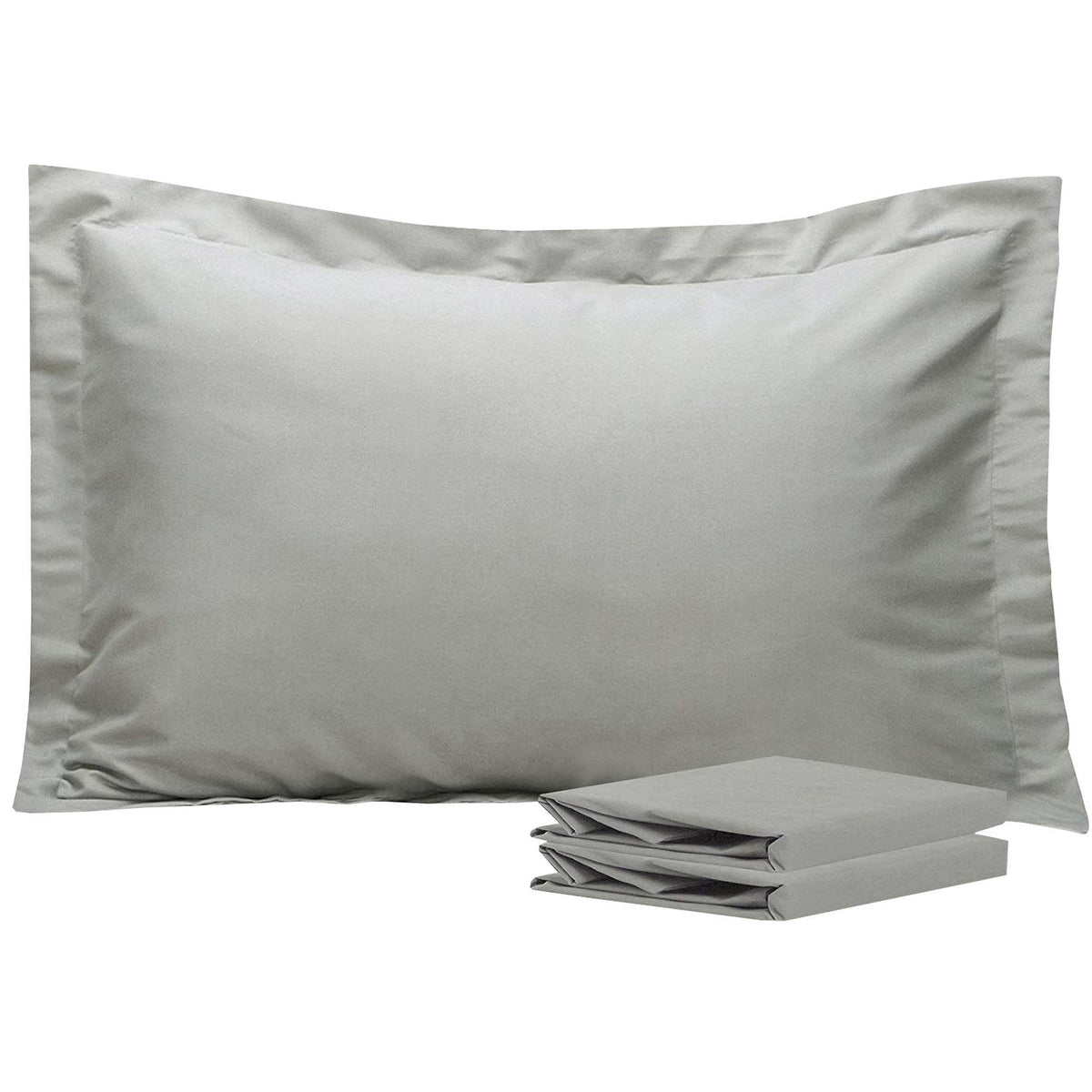 Ntbay 100% Brushed Microfiber Queen Pillow Shams Set Of 2, Super Soft And Cozy, Wrinkle, Fade, Stain Resistant 20X30 Inches Oxford Pillowcases, Smoky Grey