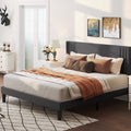 Gizoon Queen Bed Frame with Wingback Headboard, Upholstered Platform Bed with Modern Geometric Headboard, Wooden Slats, Noise-Fr