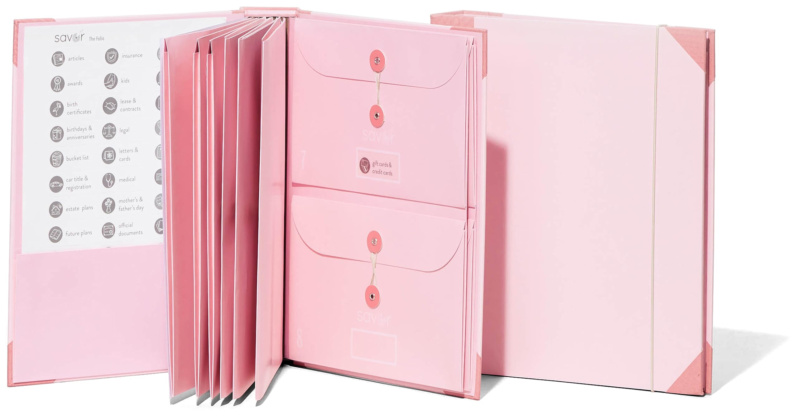 Savor | The Folio Document Organizer | Custom Dyed Cloth Bound Expanding File Folder For Important Papers, Emergency Binder, Bir