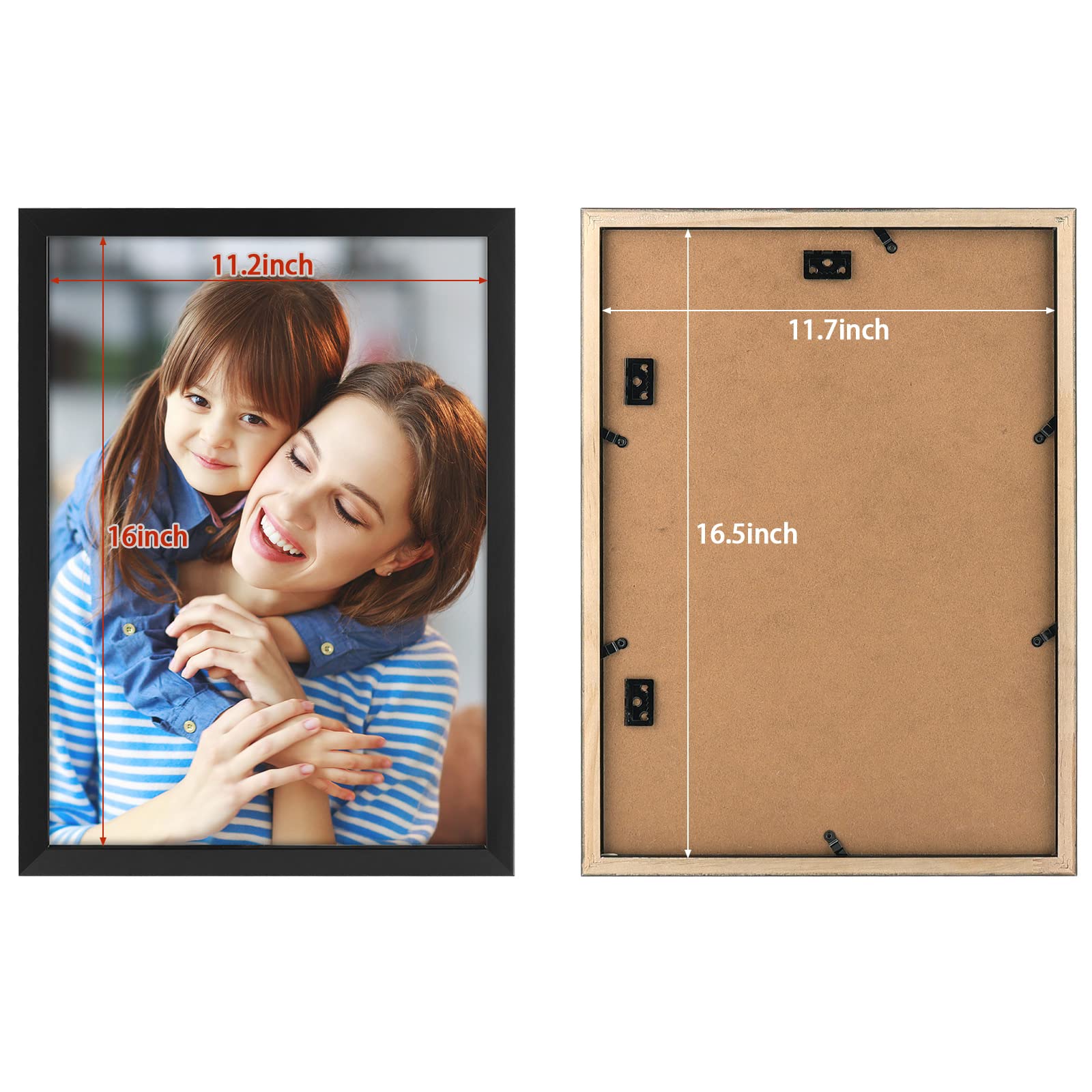 Golden State Art, A3 Black Photo Frame - Solid Wood And Display 11.7X16.5 Picture Without Mat -Acrylic Glass (Wall Display), Set
