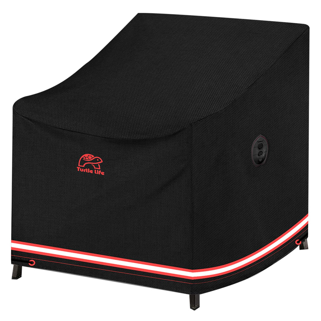 Turtle Life Patio Chair Cover, Heavy Duty Durable Waterproof Outdoor Lawn Armchair Deep Single Sofa Cover, Anti-Fading Cover For Chair, Black, 35' W X 38' D X 30' H