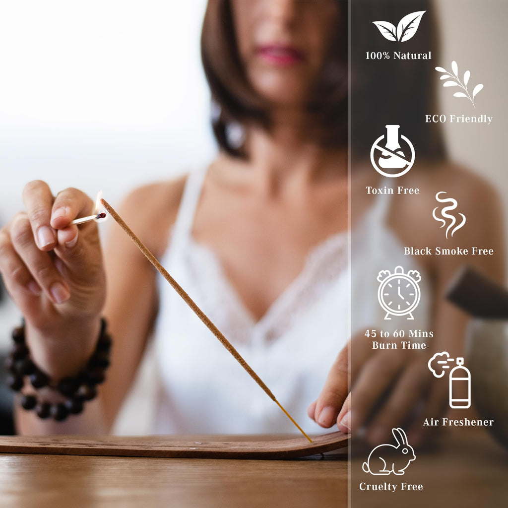 Incense Sticks, Cherry Blossom Incense, Made With Natural Ingredients, Hand Rolled Aromatic Masala, 40 Stick Pack, 45-60 Minute