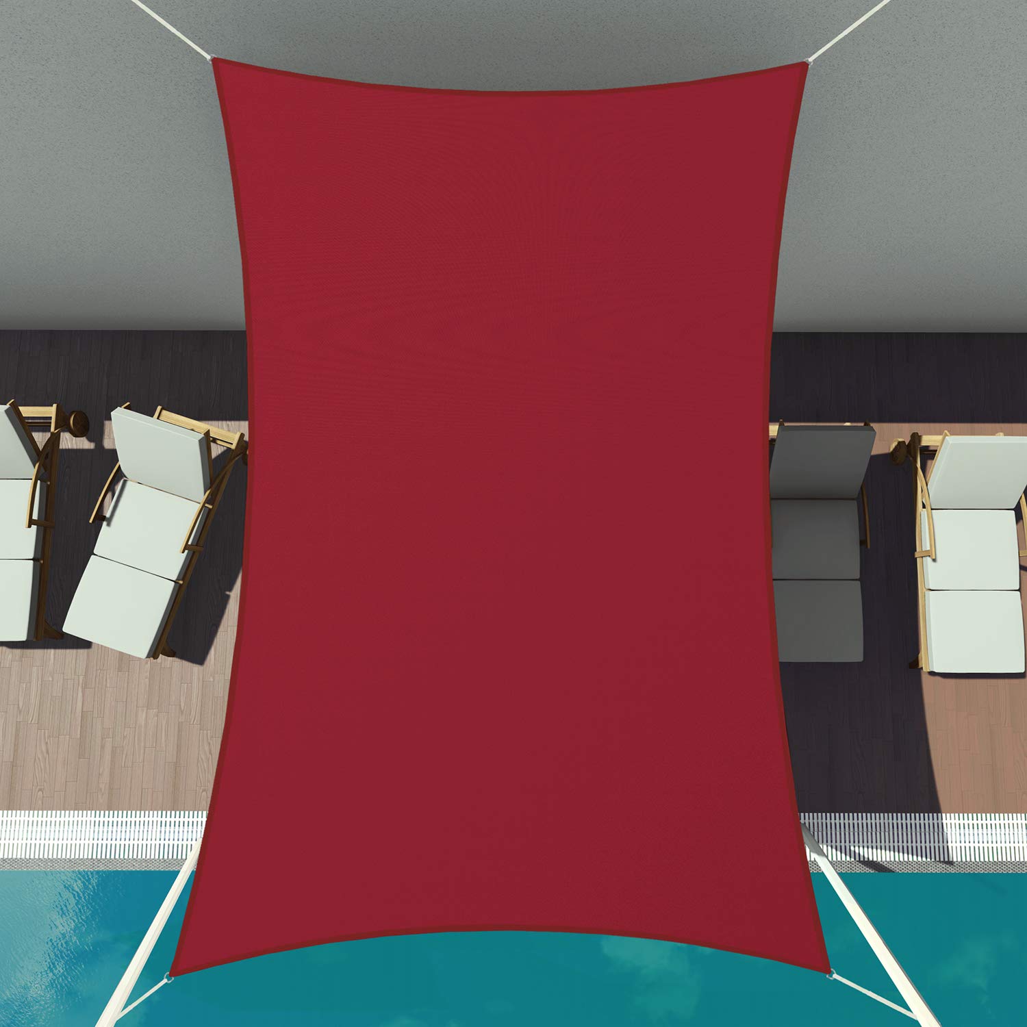 Patio Paradise 16' X 17' Ft 260 Gsm Waterproof Sun Shade Sail-Red Rectangle Uv Block Durable Awning Canopy Outdoor Garden Backya