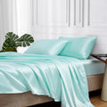 Mr&Hm Satin Bed Sheets, Full Size Sheets Set, 4 Pcs Silky Bedding Set With 15 Inches Deep Pocket For Mattress(Full, Turquoise)