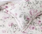 Sleepbella Comforter King Size, 600 Thread Count Cotton White Print With Purple Flowers Reversible Comforter Sets, Down Alternat