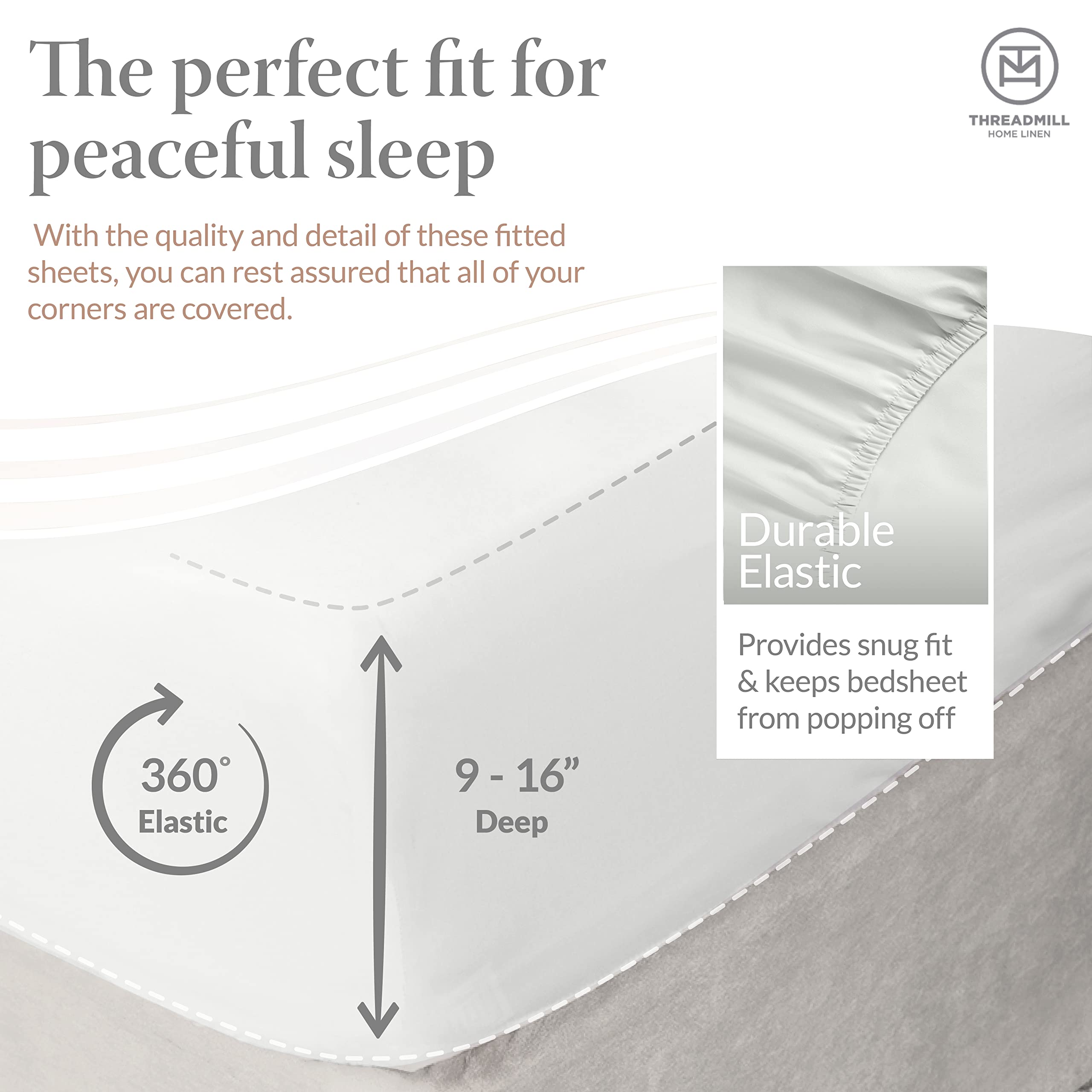 Threadmill Cotton Twin Sheets Set, 5 Star Hotel Quality Bed Sheets, 100% Cotton Sheets, 500 Thread Count, Deep Pocket, Snug Fit