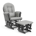 Storkcraft Premium Hoop Glider And Ottoman (Pebble Gray With Light Gray) - Padded Cushions With Storage Pocket, Smooth Rocking Motion, Easy To Assemble, Solid Hardwood Base