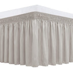 Biscaynebay Wrap Around Bed Skirts For Queen Beds 16' Drop, Camel Grey Adjustable Elastic Dust Ruffles Easy Fit Wrinkle Resistant Silky Luxurious Fabric Machine Washable