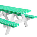 Linpro 8Ft Vinyl Fitted Picnic Table Cover With Bench Covers. Outdoor Checkered Picnic Tablecloth For Camper And Rv Accessories. 3 Piece Set Camping Essentials. Waterproof, With Elastic Edges. 96'