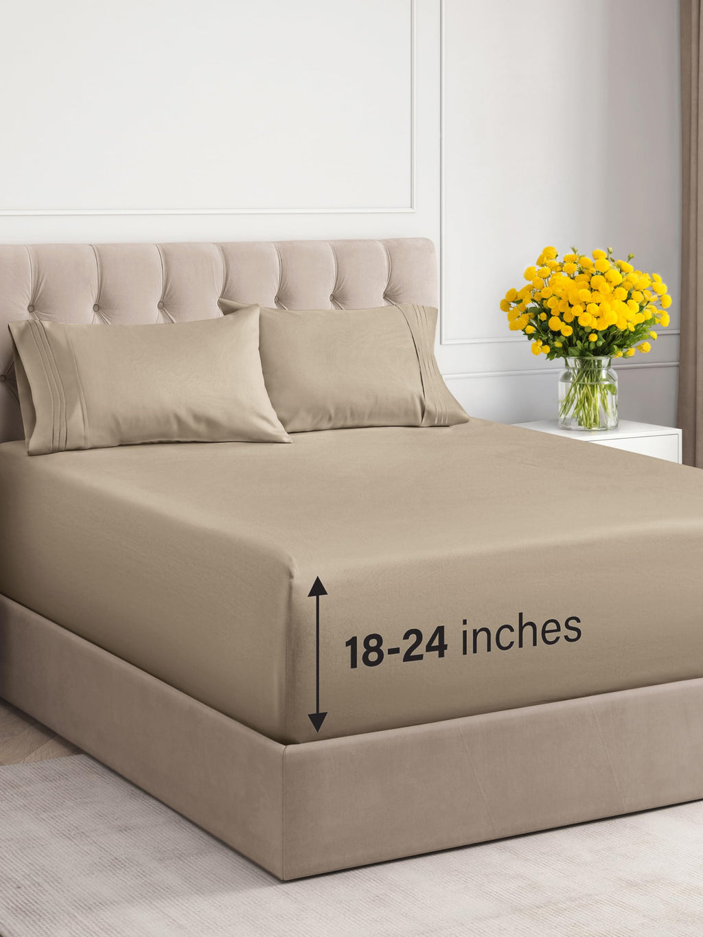 Extra Deep Pocket Cal King Sheets - 4 Piece Breathable & Cooling Bed Sheets - Hotel Luxury Bed Sheet Set - Soft, Wrinkle Free & Comfy - Easily Fits Extra Deep Mattresses - Deep Pocket Cream Sheets Set