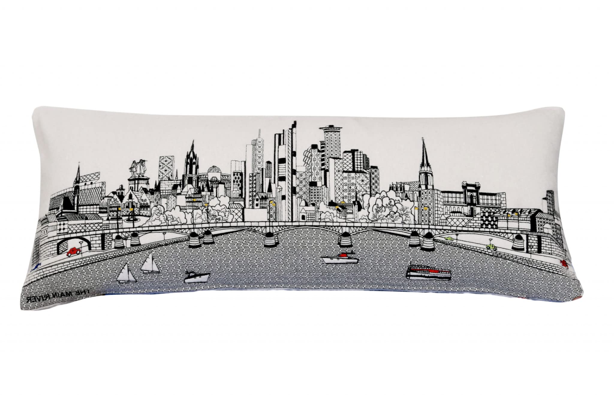 HomeRoots Cream 35' White Frankfurt Daylight Skyline Lumbar Decorative Pillow