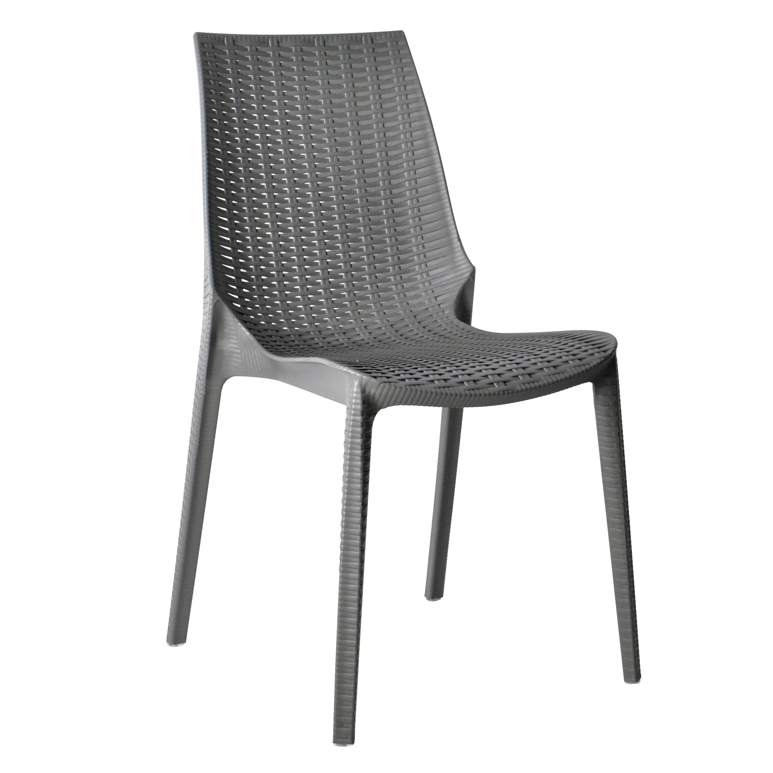 LeisureMod Kent Modern Outdoor Stackable Dining Chair, Grey