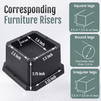 Btsd-Home Furniture Risers 2 Inch Bed Risers Heavy Duty Adjustable Dorm Bed Lifts Risers Table Desk Chair Leg Extenders 4 Pack B