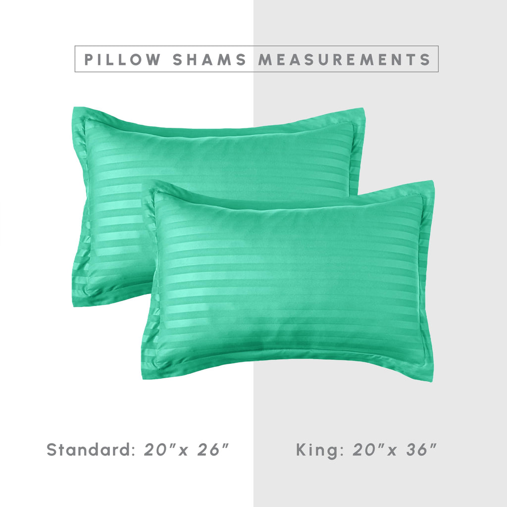 Elegant Comfort Silky Soft 8-Piece Dobby Stripe Bed-In-A-Bag Comforter Set, Includes 4Pc Smart Sheet Set, Bed Skirt, Comforter, Matching Pillowcases And Shams - Full/Queen, Paradise Teal