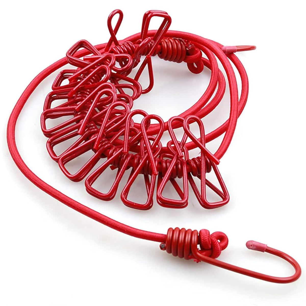 Stretchable Clothesline Rope With 12 Clips And Hooks, Portable Laundry Hanging Rope For Home Balcony, Hotel, Travel, Camping And