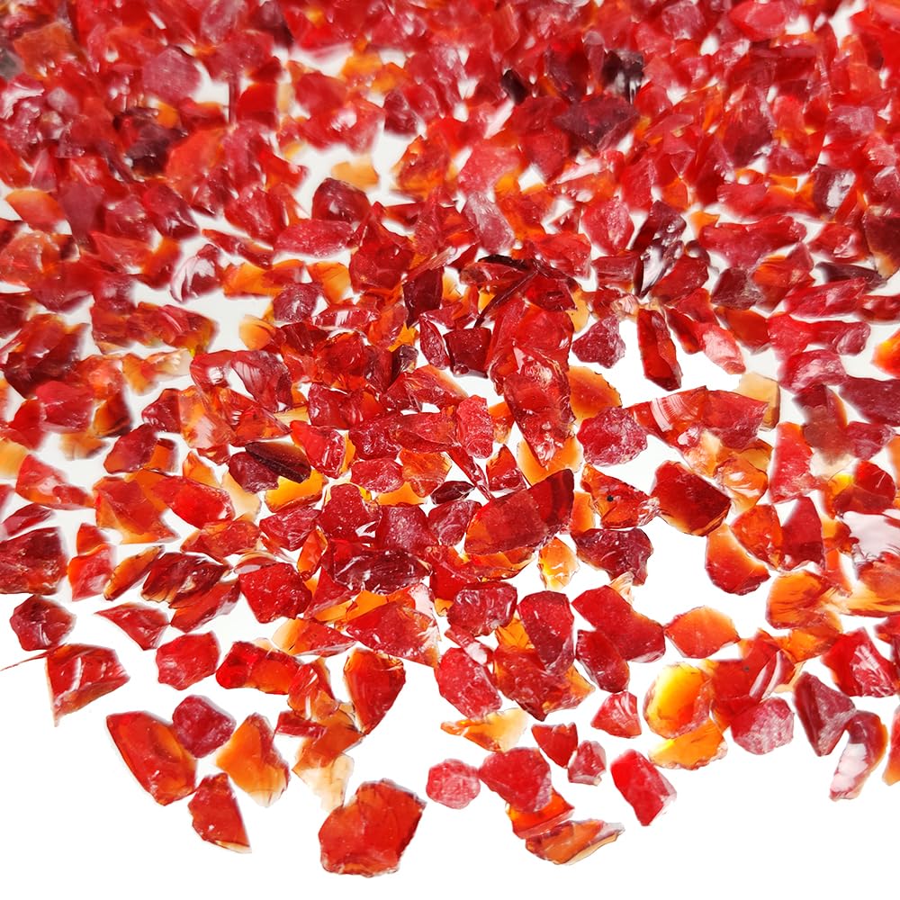 HappyFiller 1.3 LB Crushed Glass Sand Broken Fire Glass Pieces Crush Terrarium Stones for Epoxy Resin Arts,Fireplace,Crafts Proj
