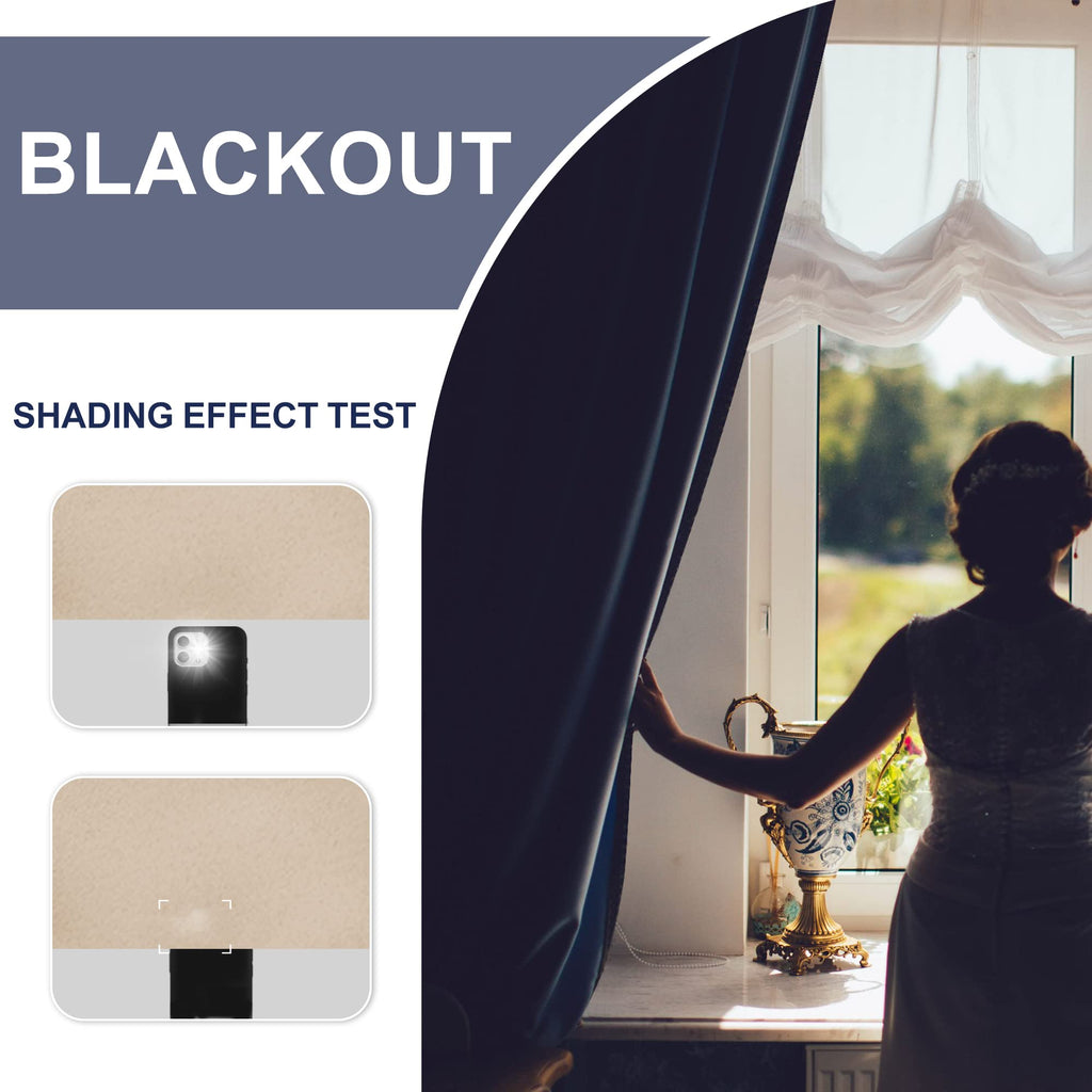 Jiuzhen Blackout Curtains For Bedroom - 60 Inch Wide Thermal Insulated Room Darkening Privacy Soundproof Curtains For Living Room, Set Of 2 Panels With Tiebacks, 60 X 84 Inches, Beige