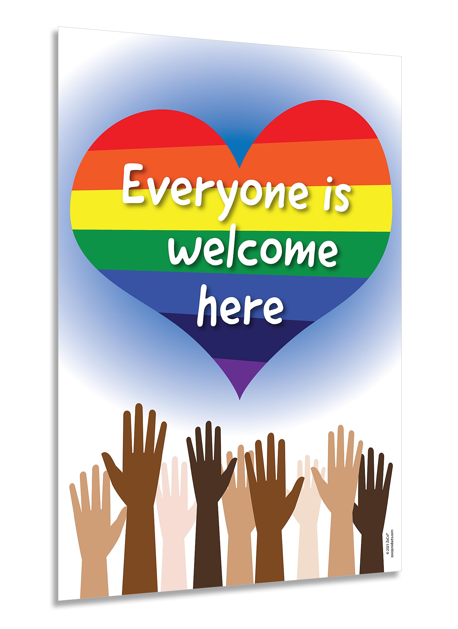 Zoco - Everyone Is Welcome Here Poster, 12 X 18 In. (Laminated), Diversity Poster For Classroom, Multicultural Equality, Kindnes