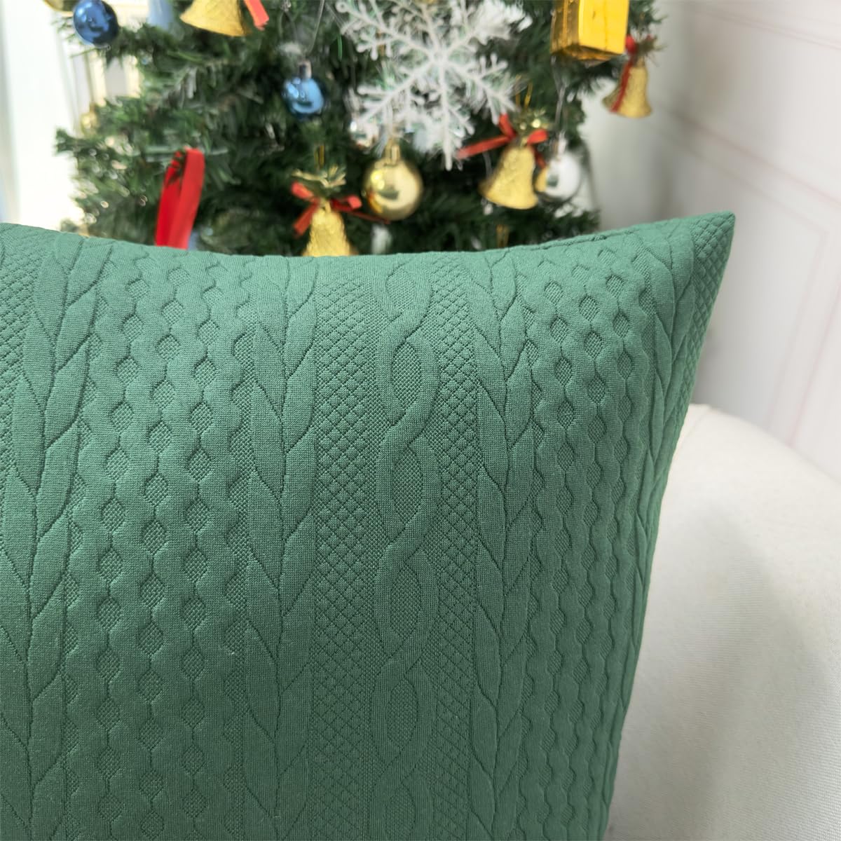 Booque Valley Throw Pillow Covers, Pack Of 2 Christmas Green Cushion Covers Super Soft Modern Holiday Decorative Pillow Cases Fo