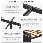 Sha Cerlin Full Size Bed Frame With Modern Wooden Headboard/Heavy Duty Platform Metal Bed Frame With Square Frame Footboard & 13 Strong Metal Slats Support/No Box Spring Needed, Black
