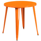 Flash Furniture Commercial Grade 30" Round Orange Metal Indoor-Outdoor Table Set with 4 Arm Chairs