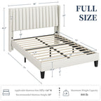 Yaheetech Full Bed Frame Upholstered Platform Bed With Fabric Headboard, Wing Edge Design/Non-Slip And Noise-Free/Wooden Slats Support/No Box Spring Needed/Easy Assembly, Beige Full Bed