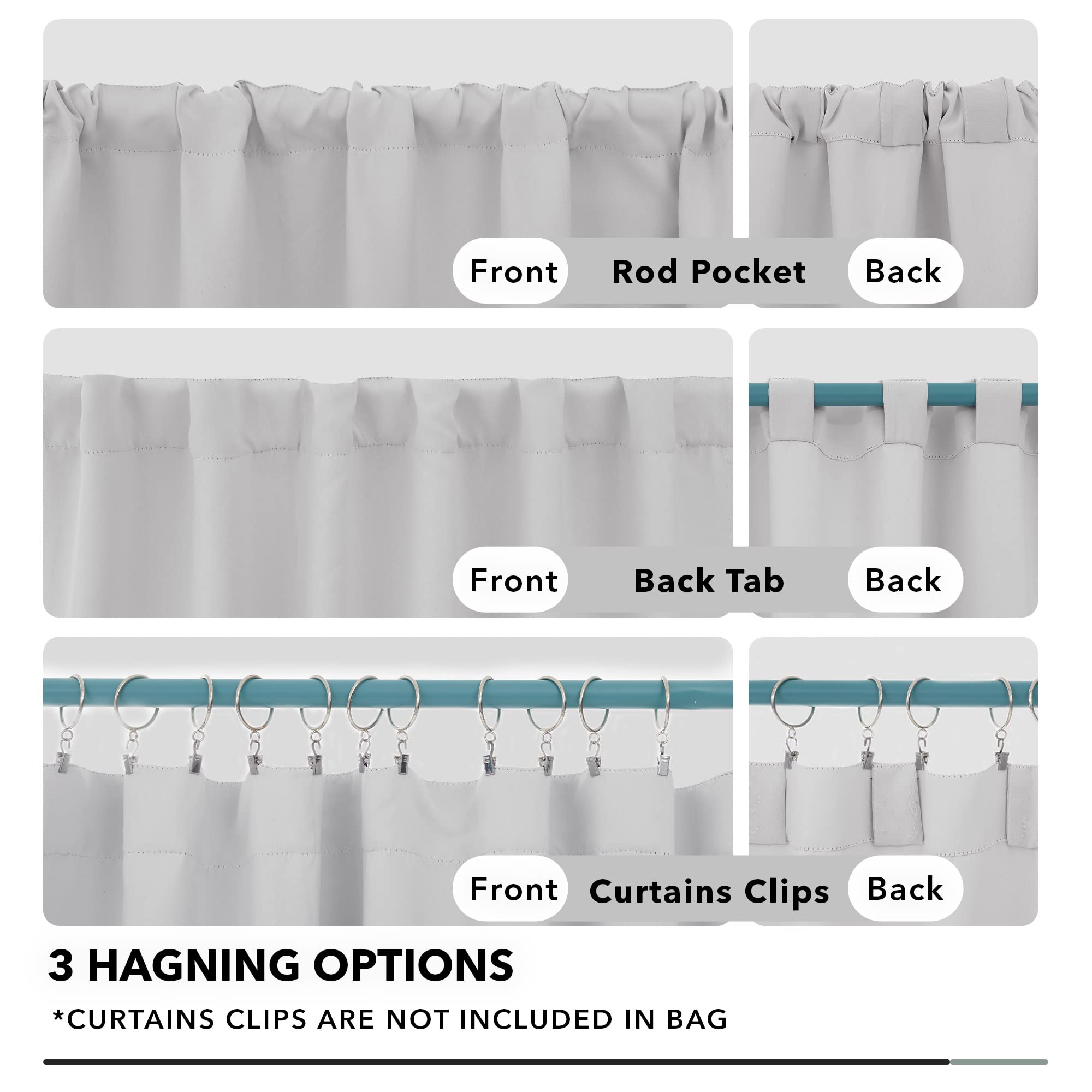 Deconovo Room Darkening Curtains, Back Tab And Rod Pocket Curtains Blackout Curtains - Thermal Insulated For Bedroom, Windows 52X72 Inch, Platinum, 2 Panels
