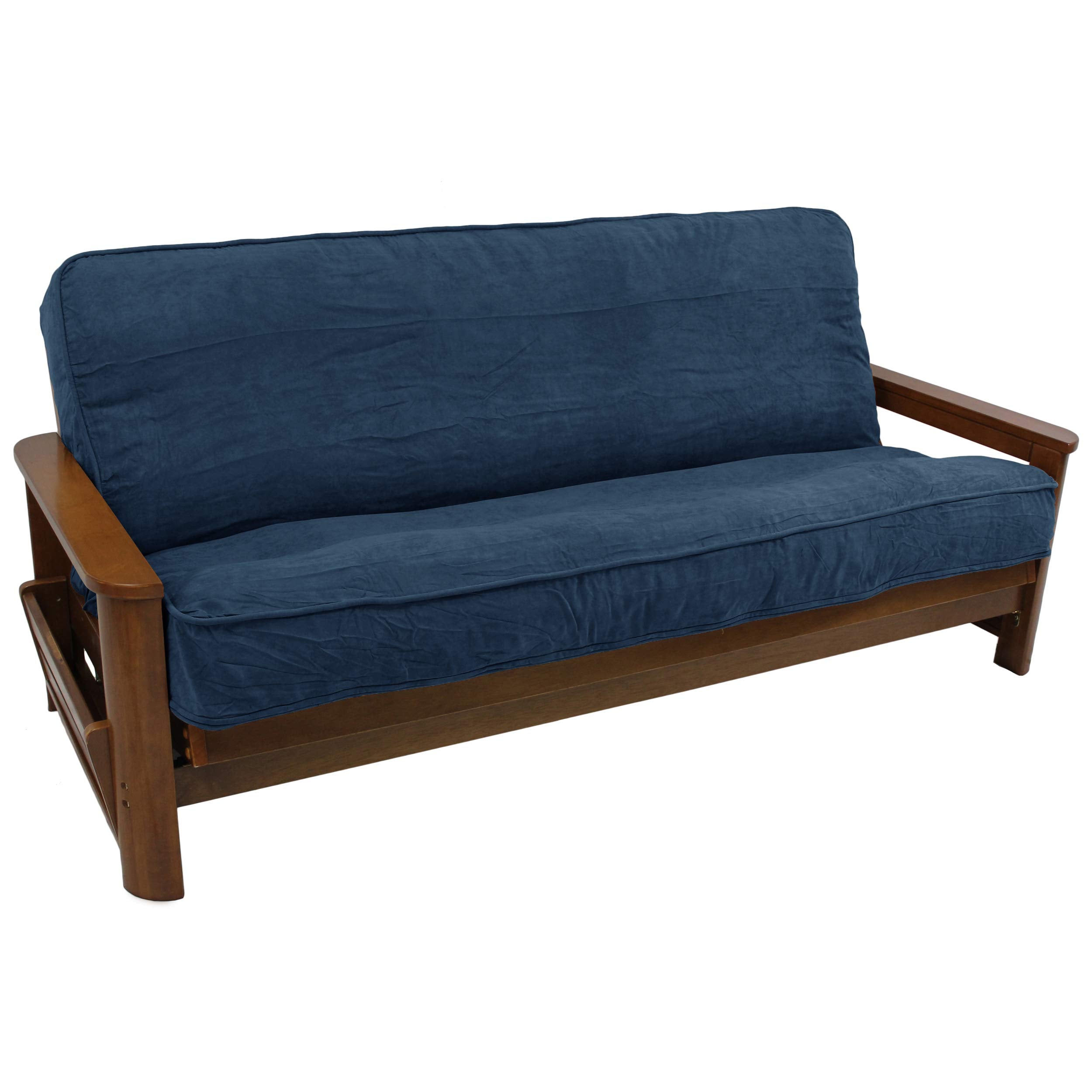Blazing Needles Solid Microsuede Double Corded 8" to 9" Futon Cover, Full, Indigo