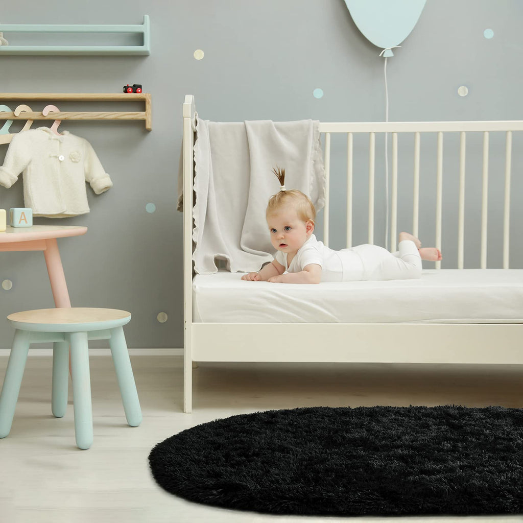 Softlife Fluffy Rugs For Bedroom, Shag Cute Area Rug For Girls And Kids Baby Room Home Decor, 2 X 5 Feet Oval Indoor Carpet For
