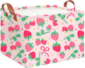 CLOCOR Rectangular Storage Basket Empty,Gift Basket,Waterproof Storage Bin with Handles,Room Decor(Sweet Strawberry)