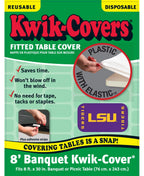 Collegiate Kwik-Covers Rectangle Plastic Table Covers, Bundle Of 2 (Louisiana State University, 8')