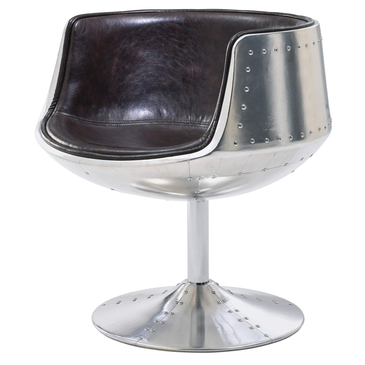 New Pacific Direct Conan Pu Leather Swivel Accent Chairs, Black