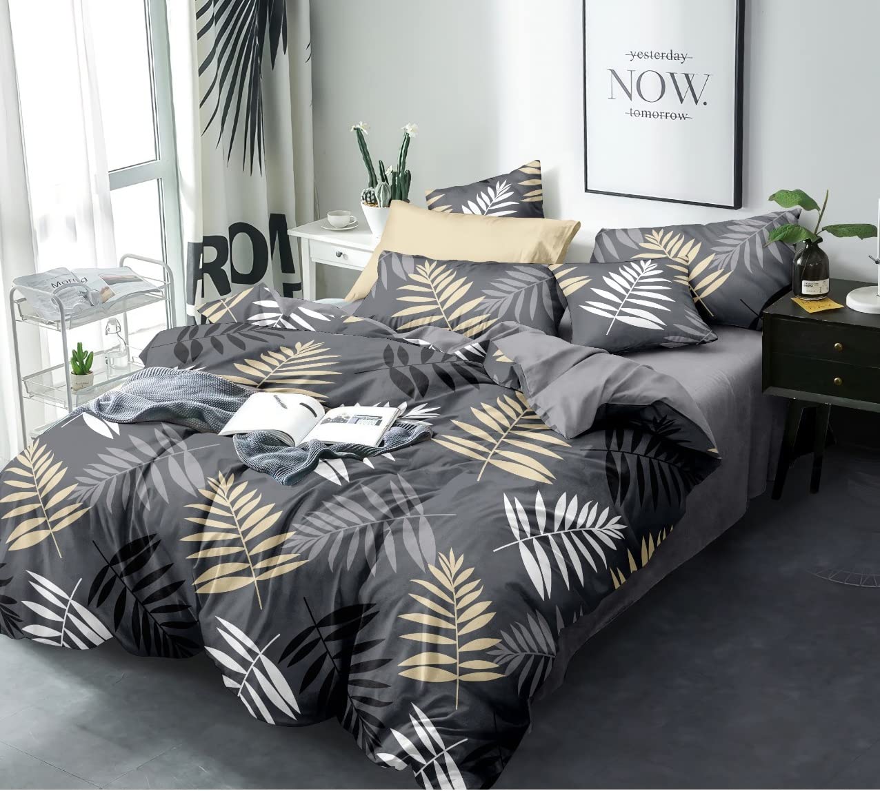 Tib Glace Cotton Single Ac Comforter Set With 1 Bedsheet For Single Bed  36 X 78 Inch And One Pillow Cover (Pack Of 3) Leaf Gre