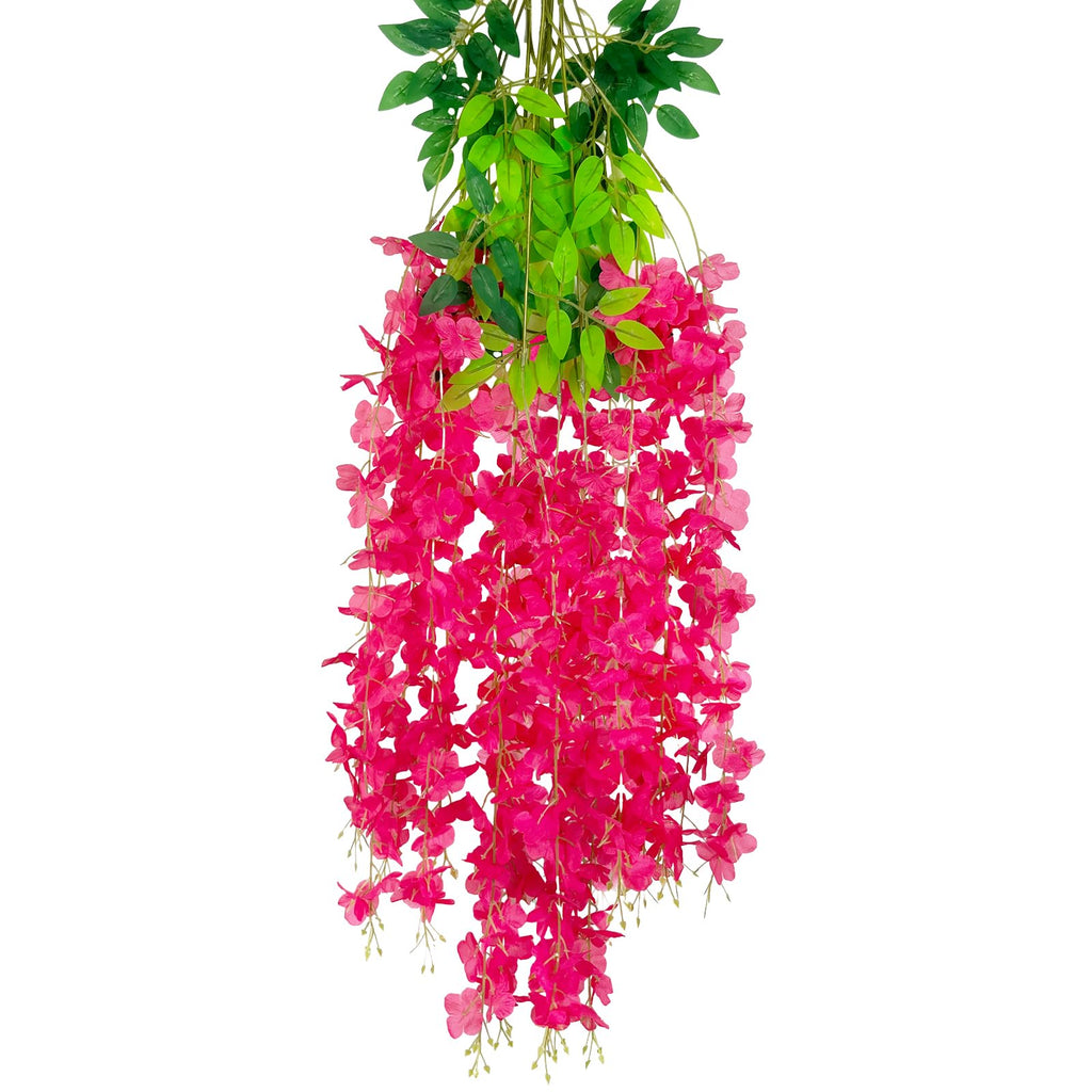 Luerbi 5 Pack Fuchsia Wisteria Hanging Flowers Garland, 3.77 Feet Fuchsia Artificial Wisteria Flower Vines, Fake Fuchsia Wisteri