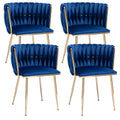 Kiztir Velvet Dining Chairs Set Of 4, Modern Dining Chair With Gold Metal Legs, Luxury Tufted Dining Chairs For Dining Room, Bed