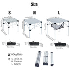 Iclimb Lightweight Stable Alu. Folding Square Table Roll Up Top With Carry Bag For Camping Picnic Backyards Bbq Camp Kitchen (Black, L)