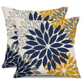 Dfxsz Blue Yellow Flower Pillow Covers 18X18 Inch Set Of 2 Outdoor Throw Pillows Outdoor Waterproof Decor For Living Room Sofa P