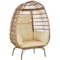 Egg Chair Egg Basket Lounge Chair Rattan Chair Steel Frame Oversized Indoor Outdoor Lounger Simple Installation With 4 Comfort Cushion And Stand,352Lb Capacity For Patio Garden Living Room,White