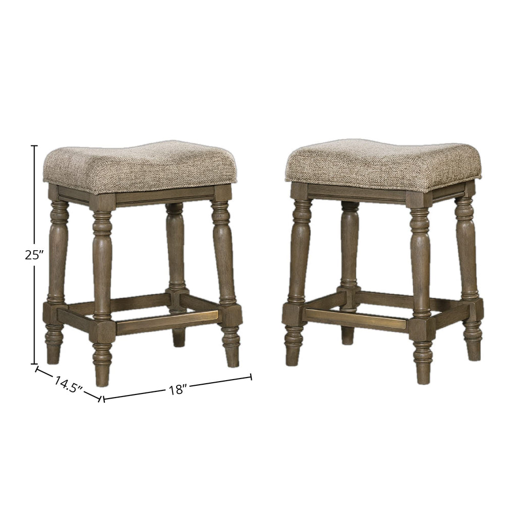 Balboa Park Backless Counter Stool with Cushion Seat, Set of 2, Roasted Oak