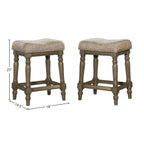 Balboa Park Backless Counter Stool with Cushion Seat, Set of 2, Roasted Oak