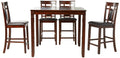 Poundex Giacomina 5-Pc Cherry Cashew Wood Counter Height Set by, Brown