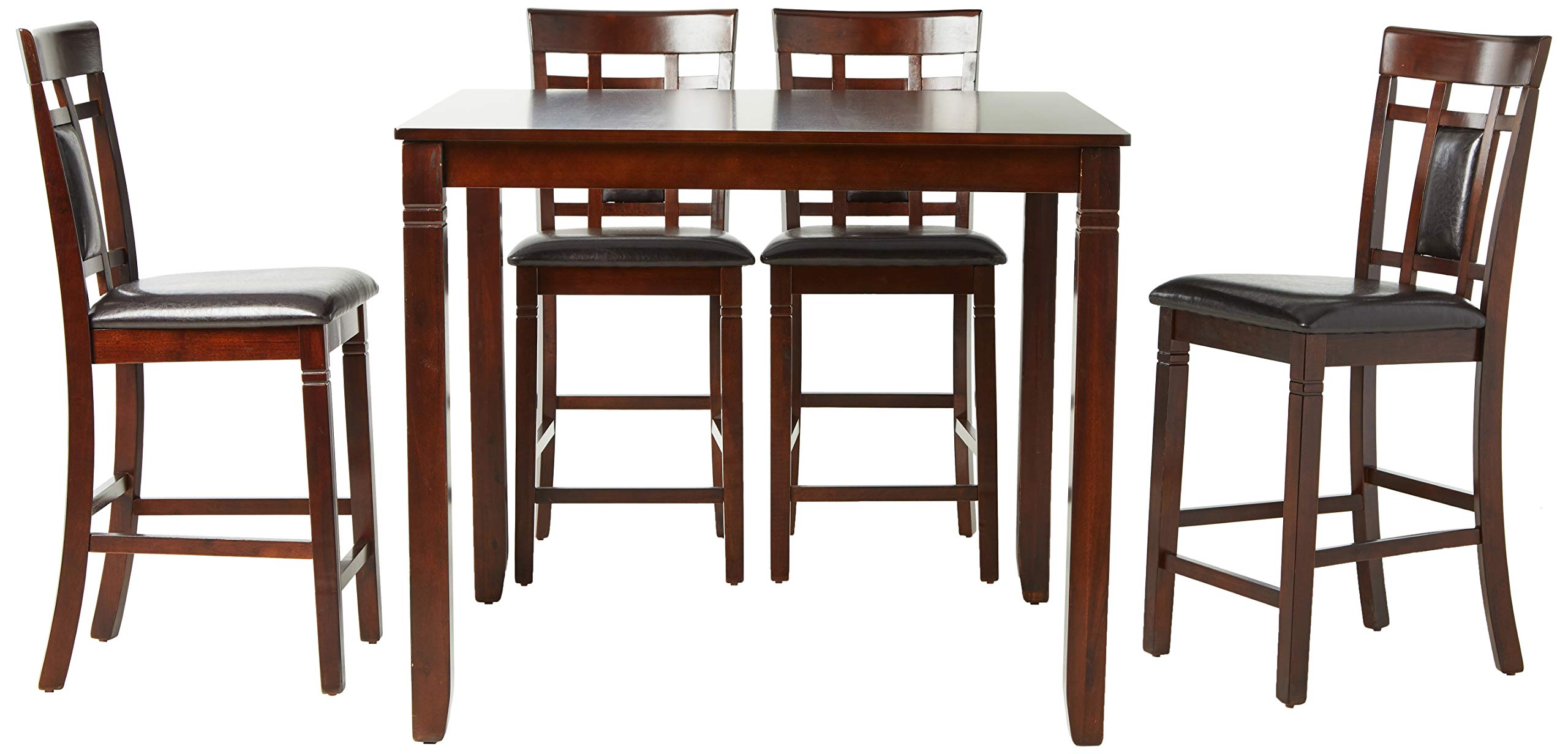 Poundex Giacomina 5-Pc Cherry Cashew Wood Counter Height Set by, Brown