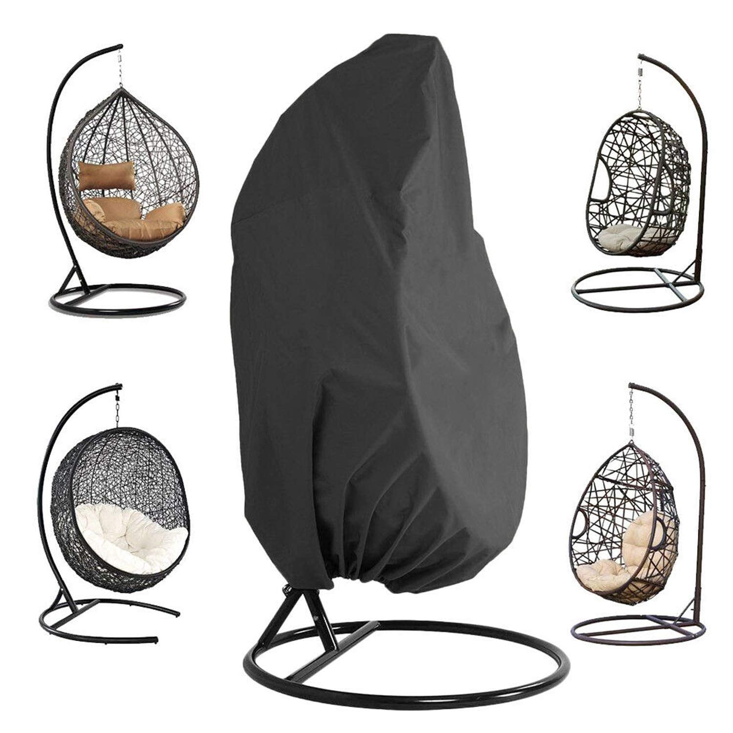 Conpus Patio Hanging Chair Cover - Waterproof Outdoor Hanging Egg Chair Cover With Durable Hem Cord, 210D Oxford Wicker Egg Swing Chair Cover Patio Swing Chair Cover 115Cm D X 190Cm H