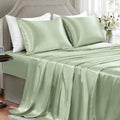 Golal Satin Sheets Full Size - 4 Pieces Luxury Silky Soft Bed Sheets, Wrinkle-Free Sage Green Satin Silk Sheet Set With 1 Deep Pocket Fitted Sheet, 1 Flat Sheet, 2 Pillow Cases
