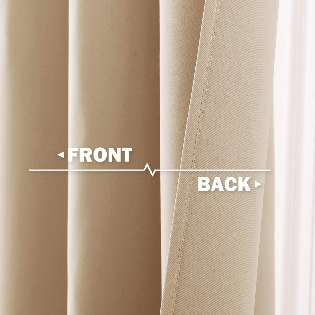 Nicetown Kitchen Window Tiers - Energy Saving Thermal Insulated Short Half Grommet Curtains For Bathroom/Nursery/Thanksgiving, Biscotti Beige, 1 Pair, 52' Wide X 30' Long