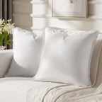 FUTEI Cream White Boho Throw Pillow Covers with Tassels 18x18 Inch Set of 2,Soft Velvet Decorative Cushion Case,Home Decor for C