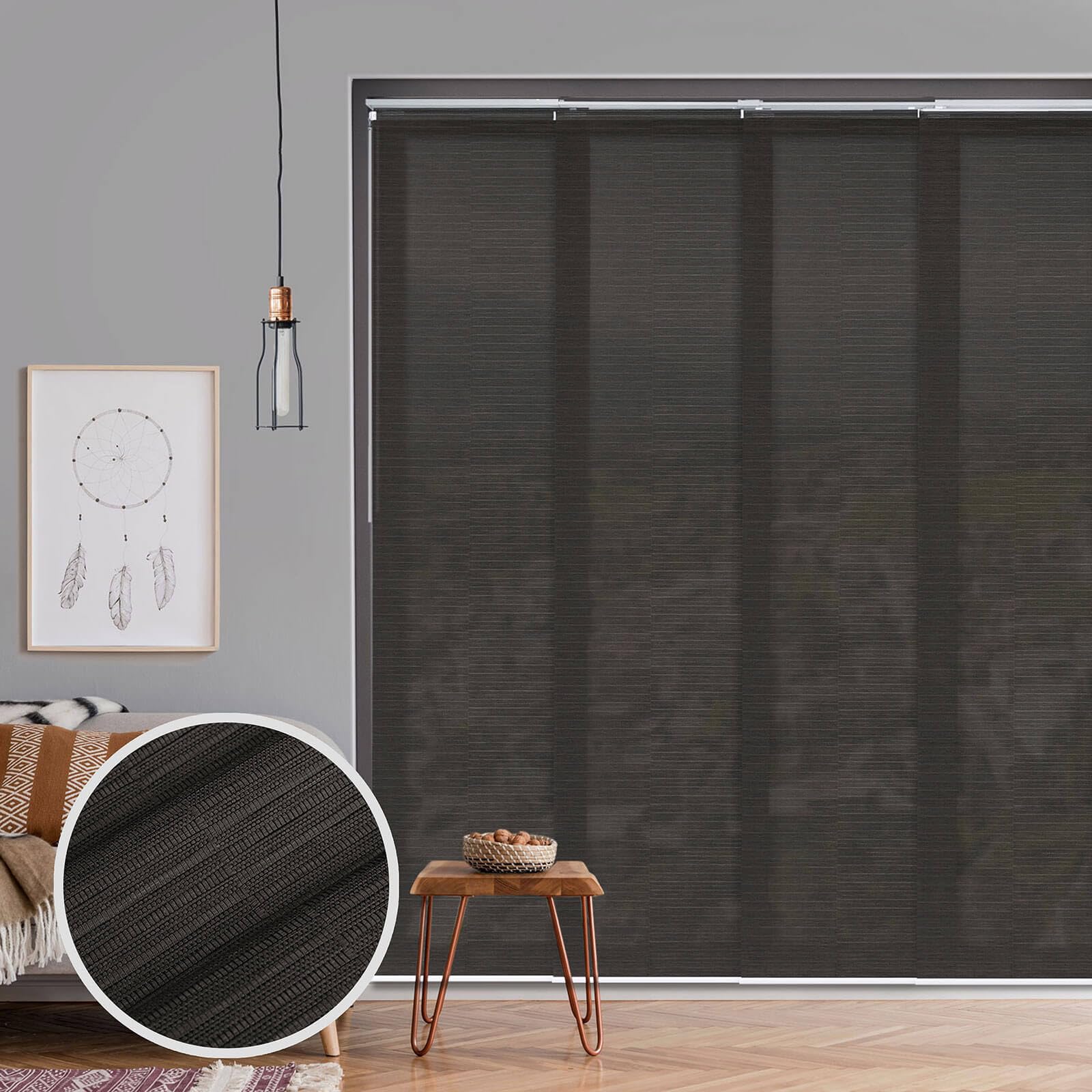 GoDear Design Adjustable Sliding Panel Track Vertical Blinds for Windows 45.8- 86 W x 96 H, Extendable Patio Door Blinds for Sli