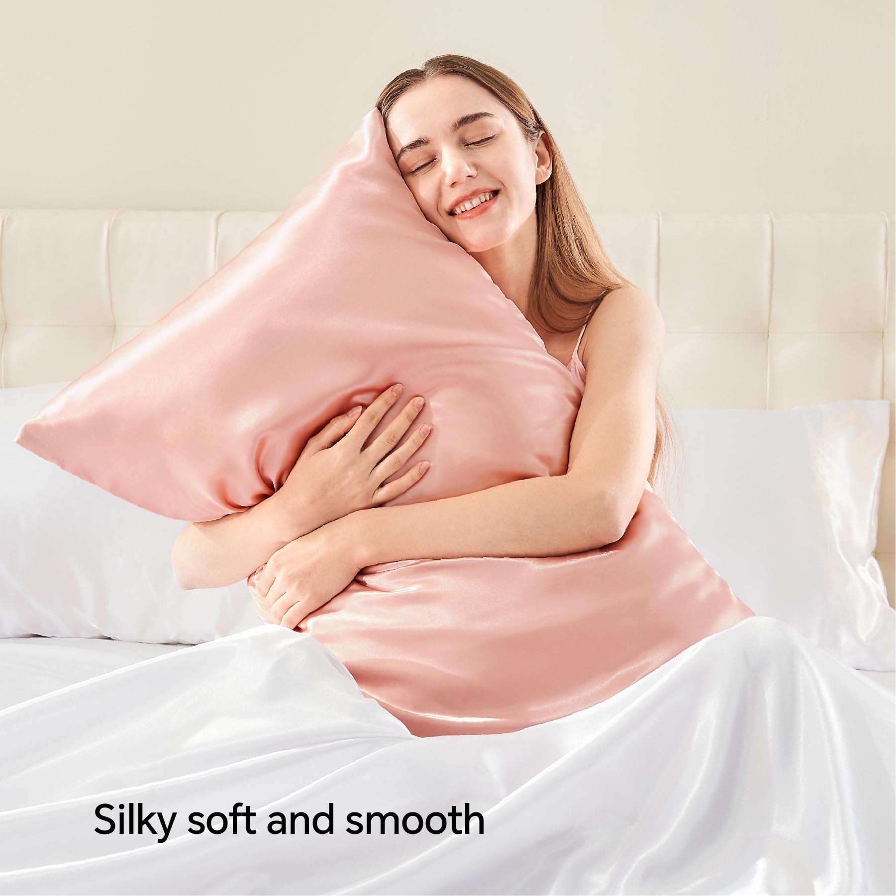 Bedelite Satin Pillowcase With Zipper 2 Pack, Coral Pillow Cases Standard Size, Super Soft And Cooling Similar To Silk Pillow Ca