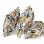 HomeRoots White Light Blue 20â€ Gold Pink Tropical Zippered Suede Throw Pillow